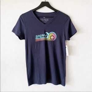 Sperry Authentic Original Navy V-Neck Retro Logo Tee XS | Giftable